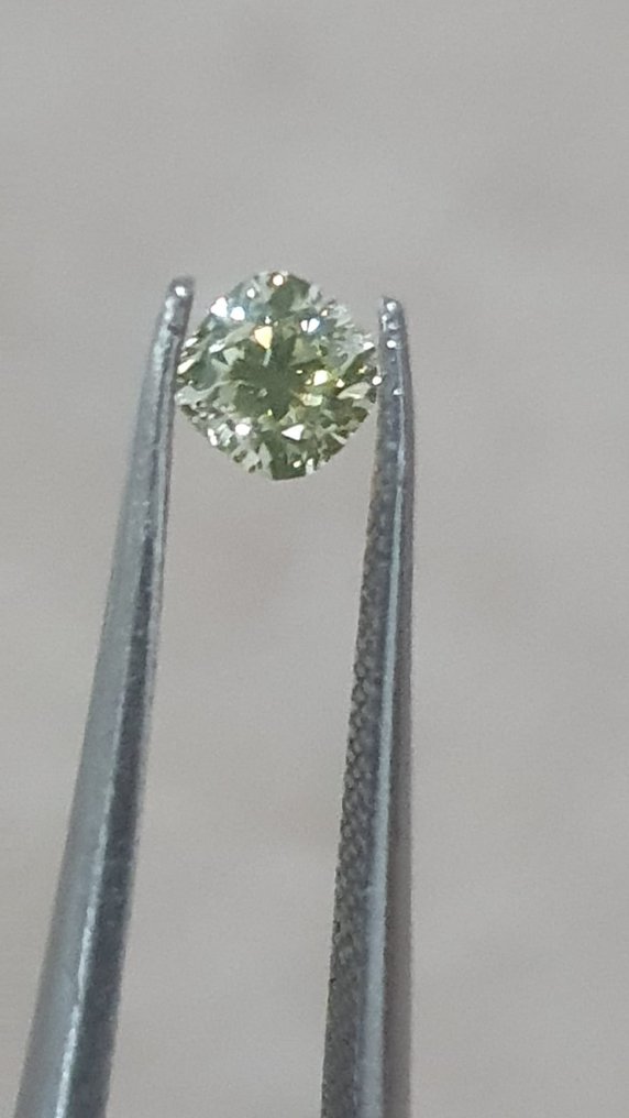 1 pcs 鑽石  (天然彩色)  - 0.28 ct - 方形 - Fancy light 綠色 黃色 - VS2 #1.2