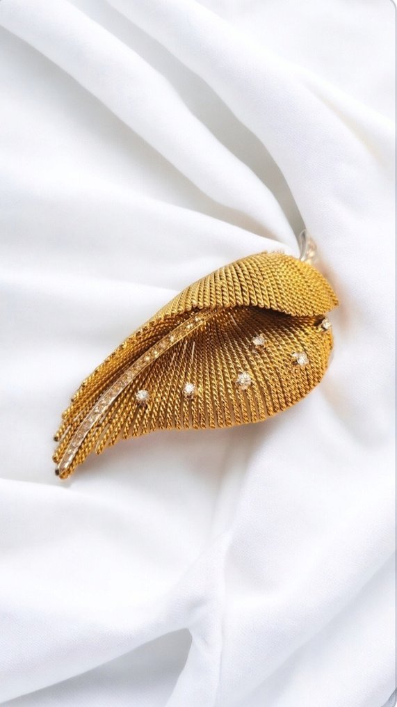 Hanger Vintage 18k goud en diamanten grote broche #2.1