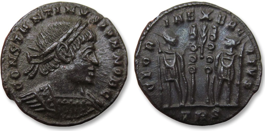 Romeinse Rijk. Constantine II as Caesar. Follis Treveri (Trier) mint, 2nd officina 330-335 A.D. - palm branch + TRS - #2.1