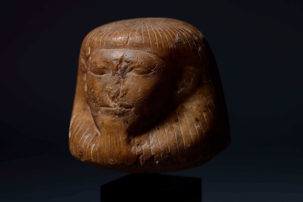 Ancient Egyptian Alabaster Imsety canopic Jar lid - Spanish Export License - 10 cm #2.1