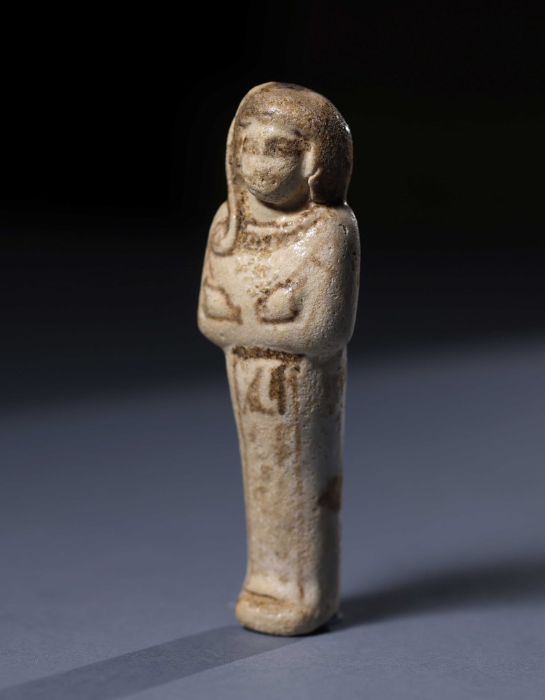 Oud-Egyptisch Ushabti van de prins en priester Shem MAATENPTAH. Samen met zijn egyptoloog gerapporteerd. - 13 cm #1.2