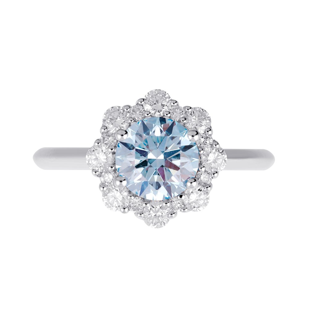 Ring Vittguld -  1.74ct. tw. Blå Diamant  (Labbodlad) - Diamant #1.1