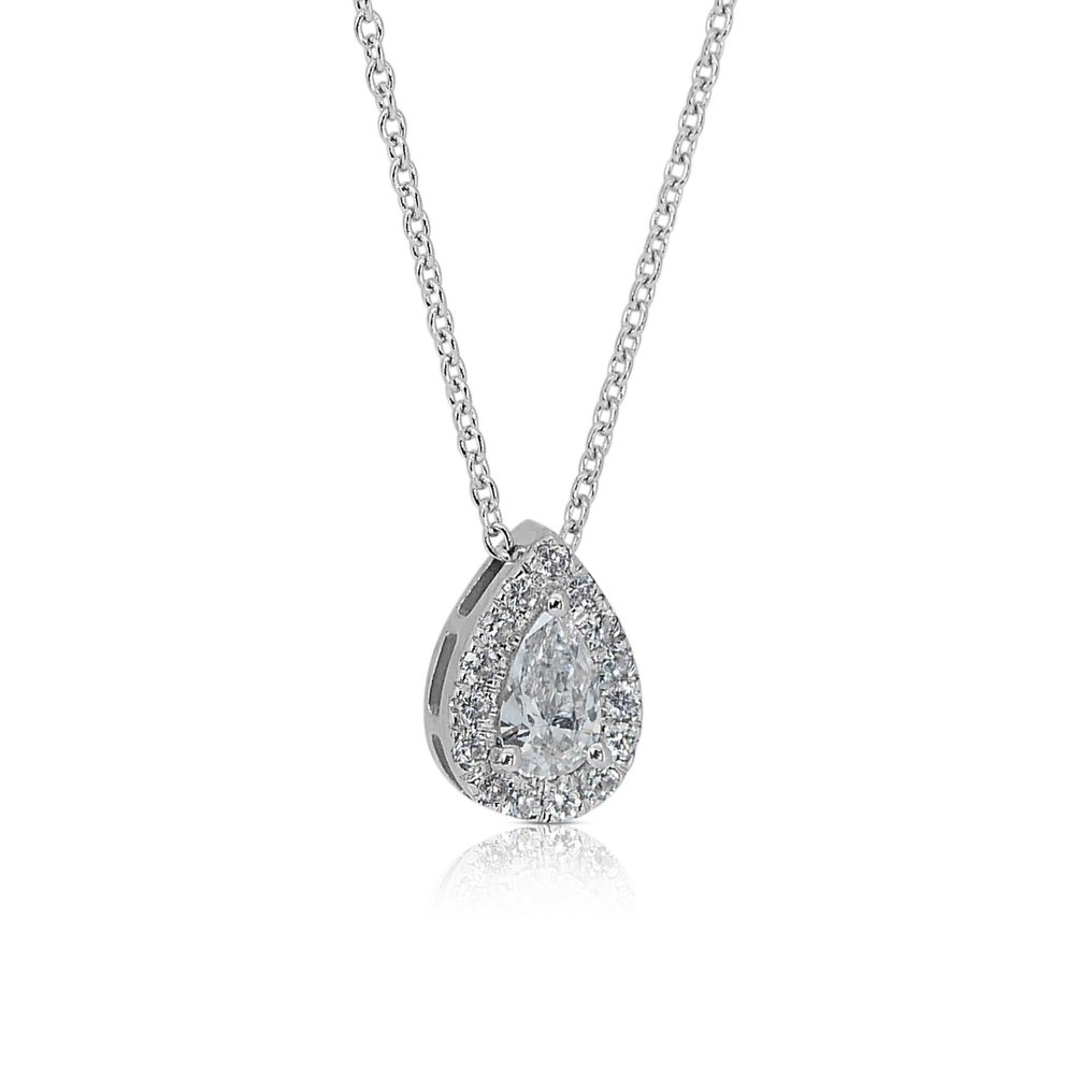 GIA Certificate - .88 total ct of natural diamonds - Halsketting Witgoud Diamant  (Natuurlijk) - Diamant #3.2