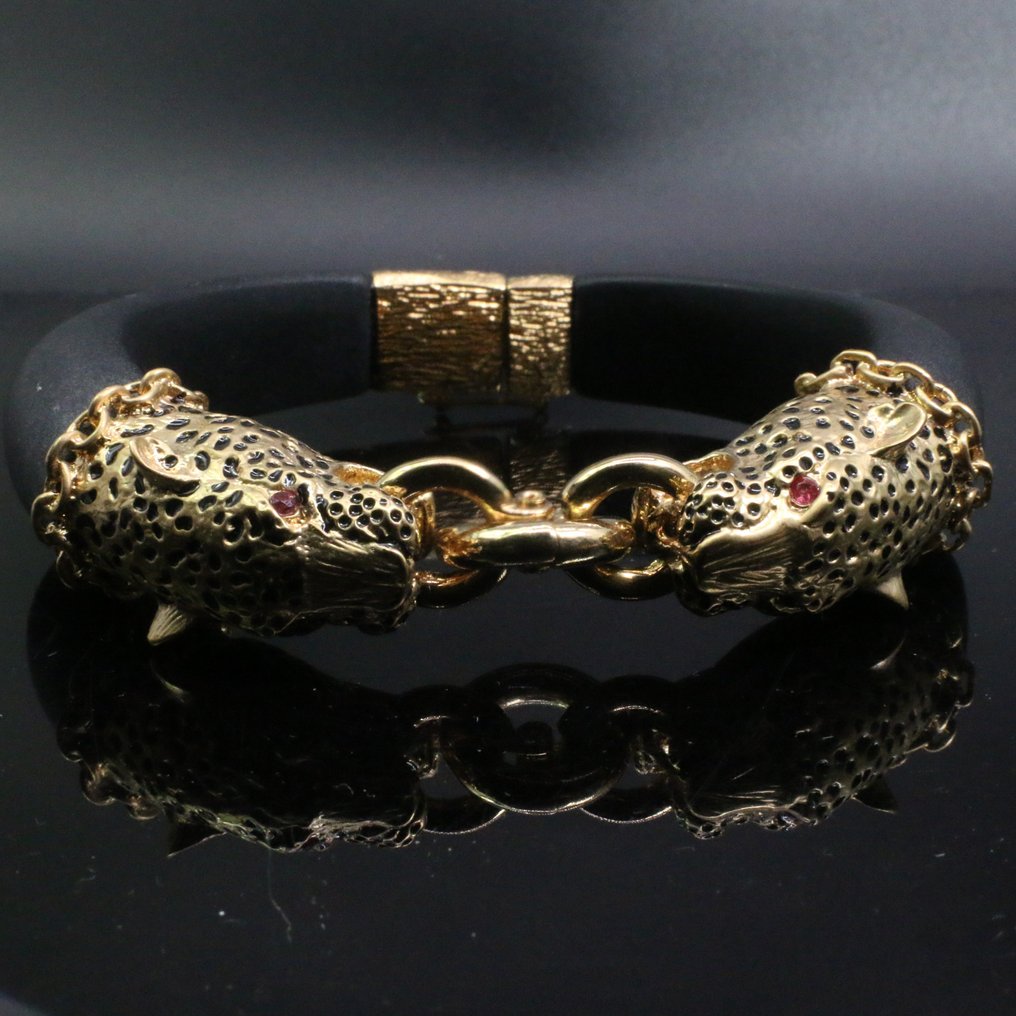 Franklin Mint - Figur - Duchess of Windsor's Panther Bracelet after Cartier - 22 karat gullbelagt, ekte rubiner #1.0
