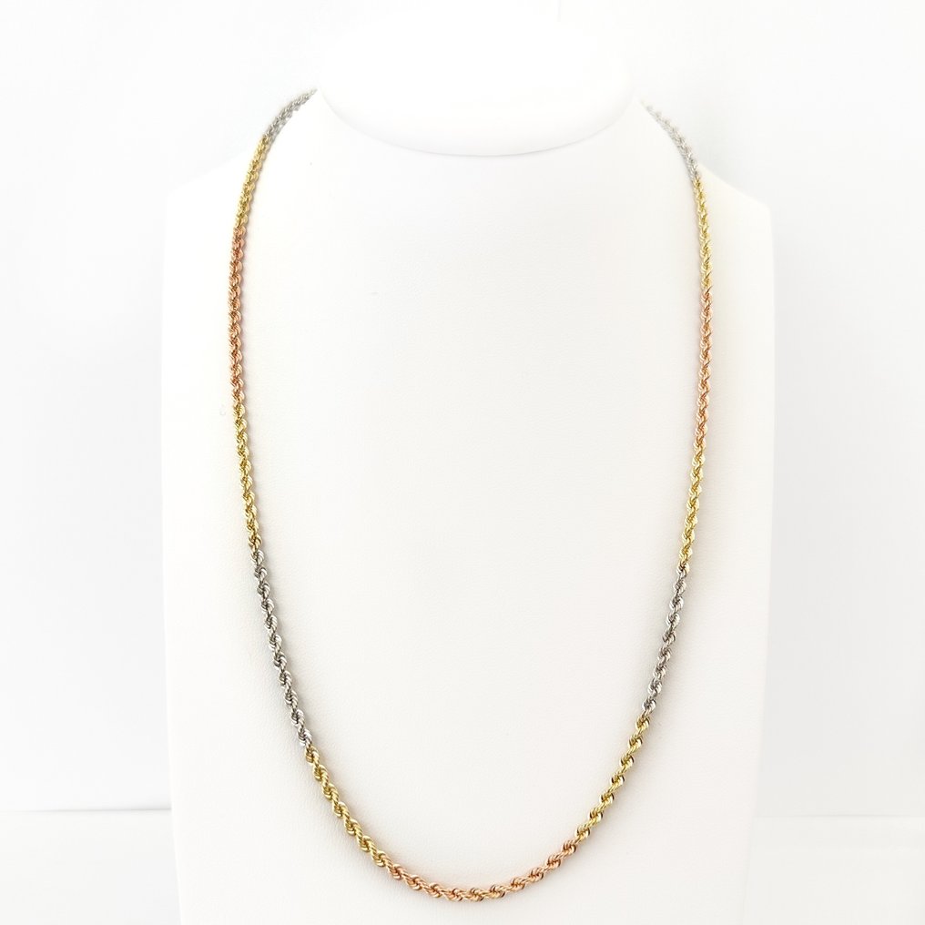 Collana Fune 3 ori - 3,5 gr - 45 cm - Collar - 18 quilates Oro amarillo, Oro blanco, Oro rosa #1.1