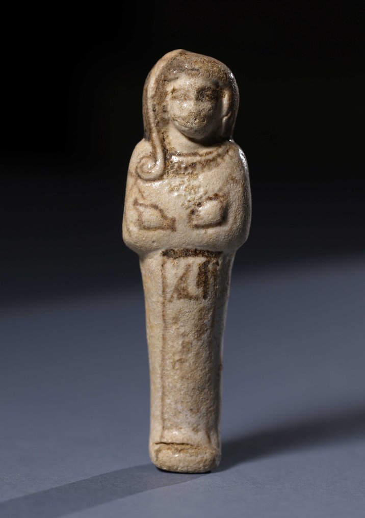 Oud-Egyptisch Ushabti van de prins en priester Shem MAATENPTAH. Samen met zijn egyptoloog gerapporteerd. - 13 cm #1.1