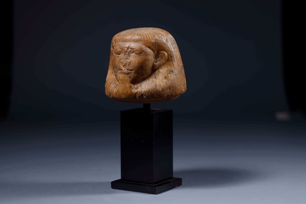 Ancient Egyptian Alabaster Imsety canopic Jar lid - Spanish Export License - 10 cm #2.2