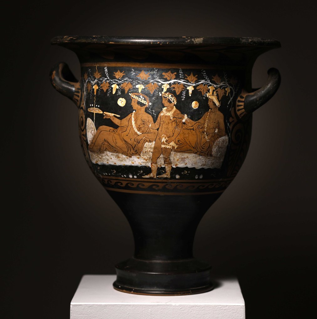 古希臘，邁錫尼 陶瓷 坎帕尼亞火山口與宴會場景 - TL 測試 - 38 cm #1.2