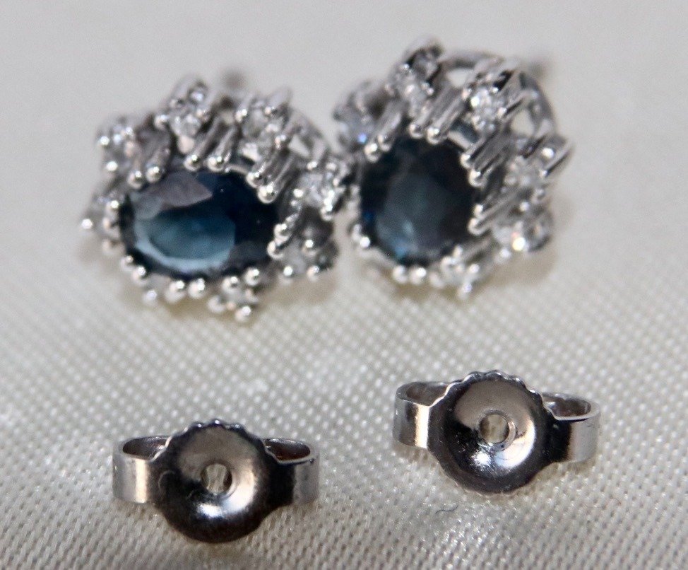 Earrings White gold Sapphire - Diamond #3.2