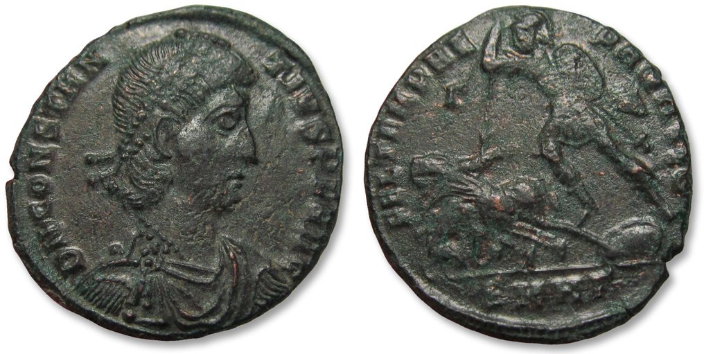 羅馬帝國. Constantius II as Augustus. Centenionalis Heraclea mint, 3rd officina circa 350-355 A.D. - mintmark SMHΓ - large 23mm coin #2.1