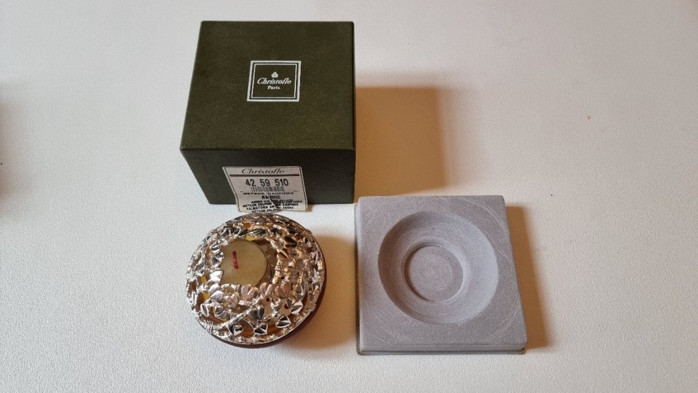 Christofle - Christofle Meteor Heart Ambre - ornements meteor bougeoir - Kleiner Kerzenständer Herz - Versilbertes Metall #1.0