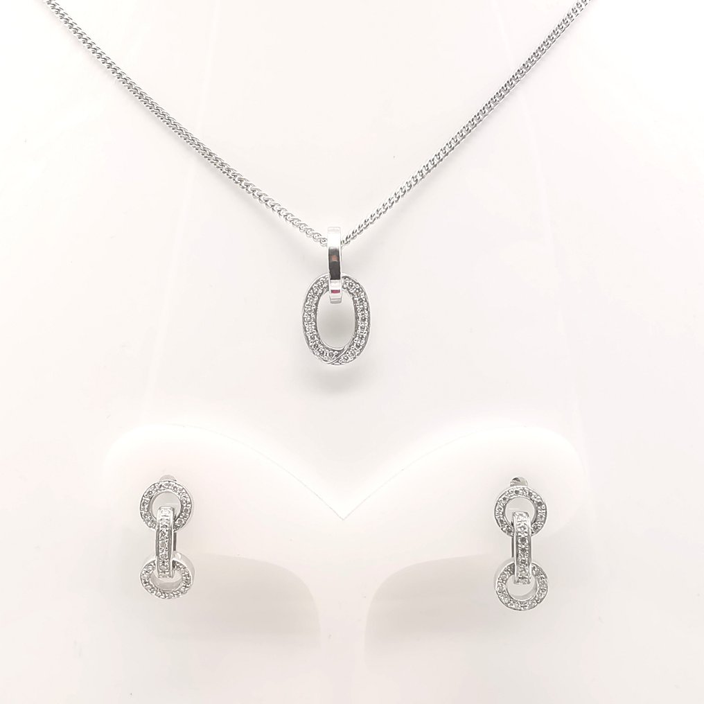 兩件珠寶套裝 - 18 克拉 白金 -  0.98ct. tw. 鉆石  (天然彩色) #2.1