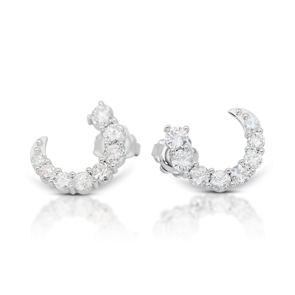 Earrings White gold Diamond  (Natural) #1.1