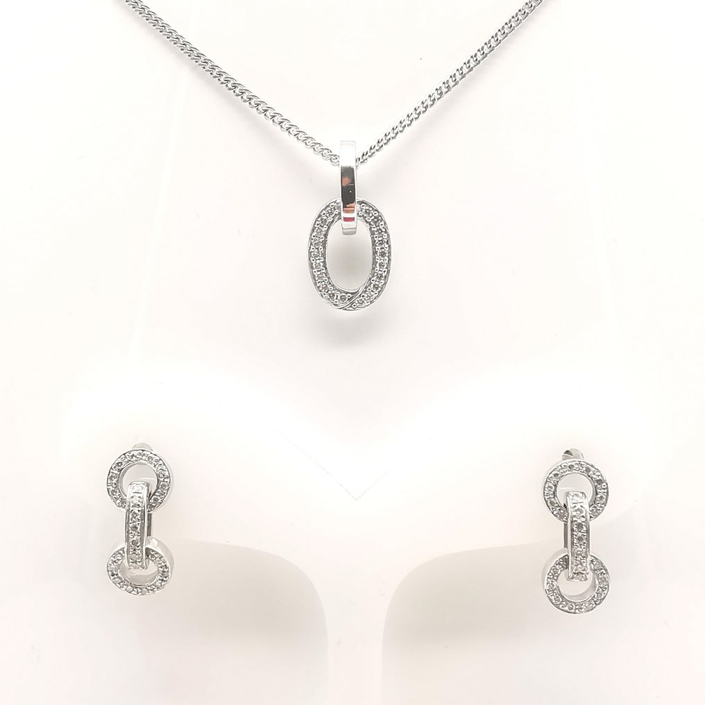 Parure di gioielli da 2 pezzi - 18 carati Oro bianco -  0.98ct. tw. Diamante  (Colorato naturale) #1.1