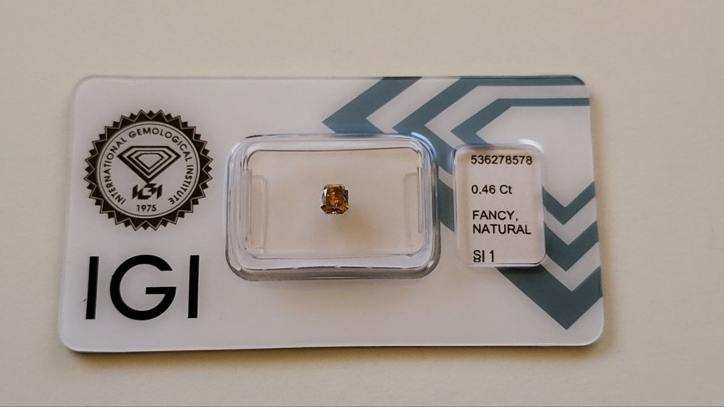1 pcs Diamant  (Natural)  - 0.46 ct - Pătrat cu margini rotunjite - SI1 - IGI (Institutul gemologic internațional) #1.1