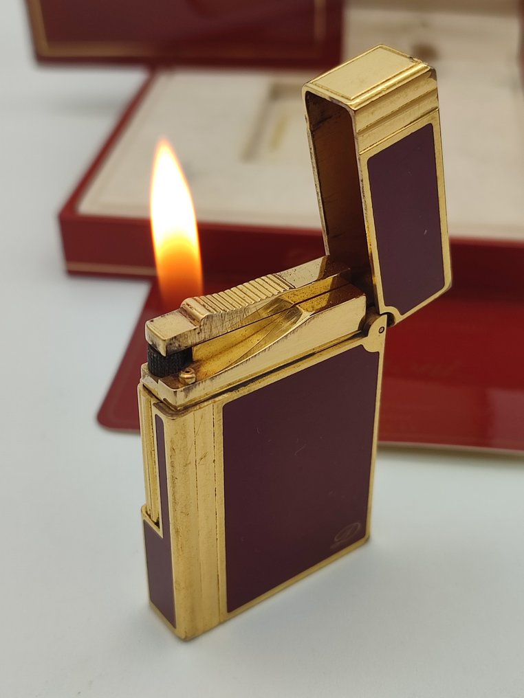 S.T. Dupont - Line 2 Gatsby - Bordeaux Chinese Lacquer & Gold Plated * with box & documents * - 打火机 - 镀金和中国漆 #2.1