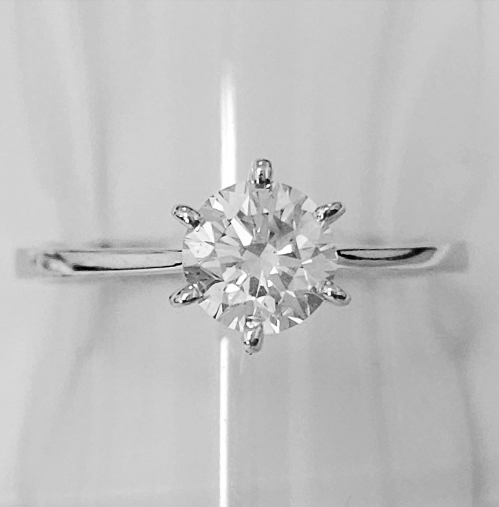 Anel Ouro branco, 0,80 quilates G/SI1 Diamante  (Natural)  #1.1
