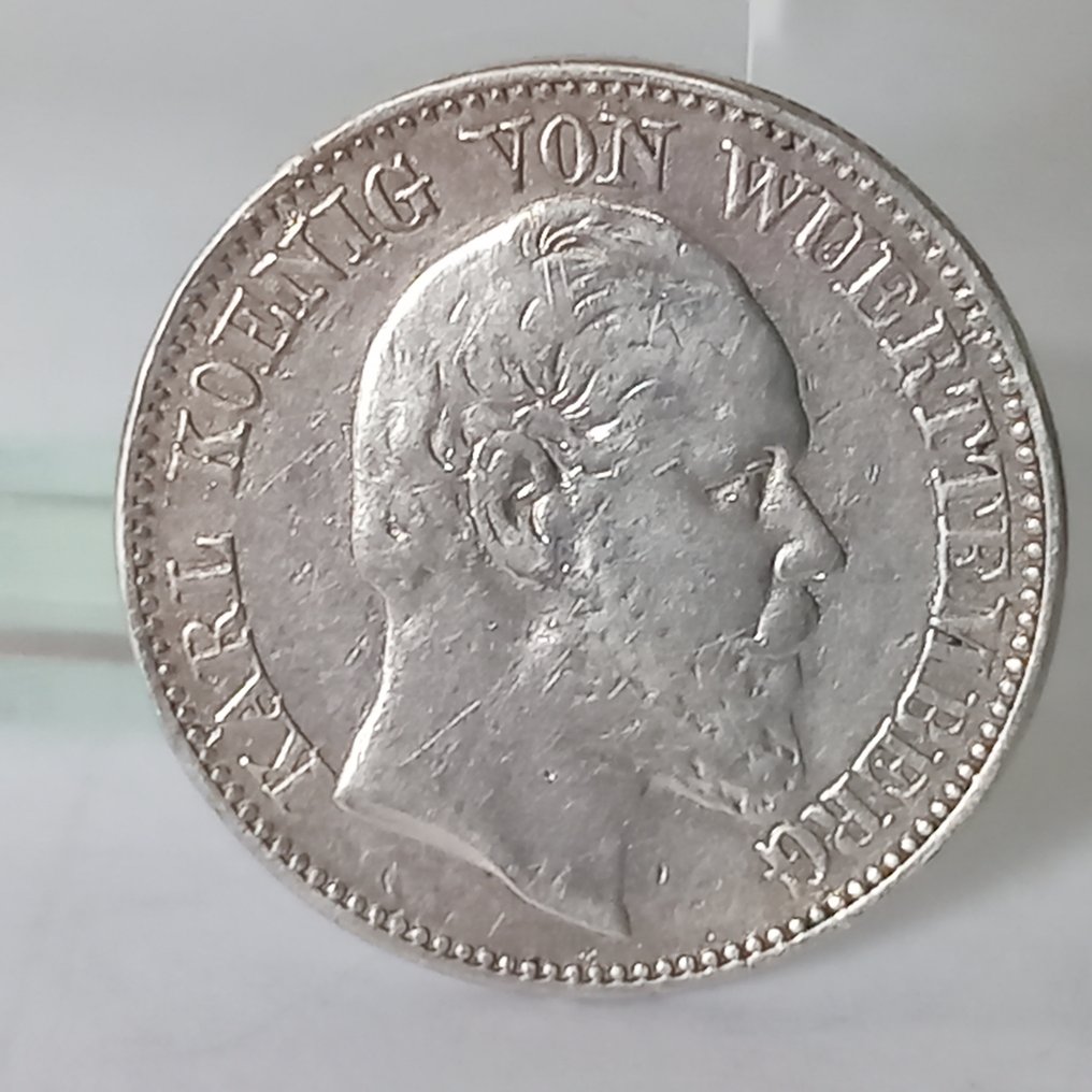 Germany, Württemberg. Karl I. (1864-1891). 1 /2 Gulden 1868  (Ei pohjahintaa) #1.2