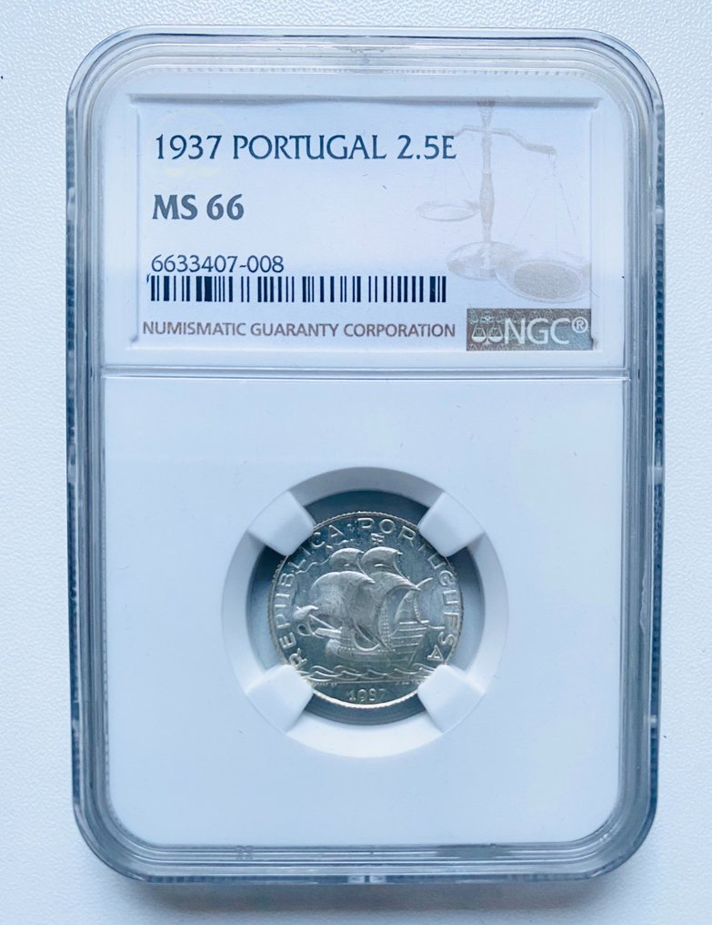 Portugal. Republic. 2 ½ Escudos 1937 MS66 #1.1
