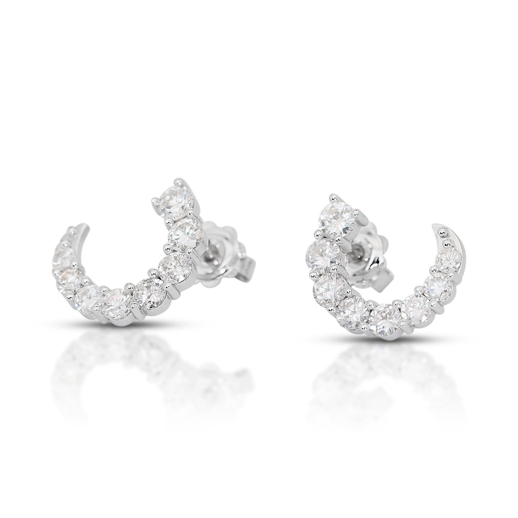 Earrings White gold Diamond  (Natural) #2.1