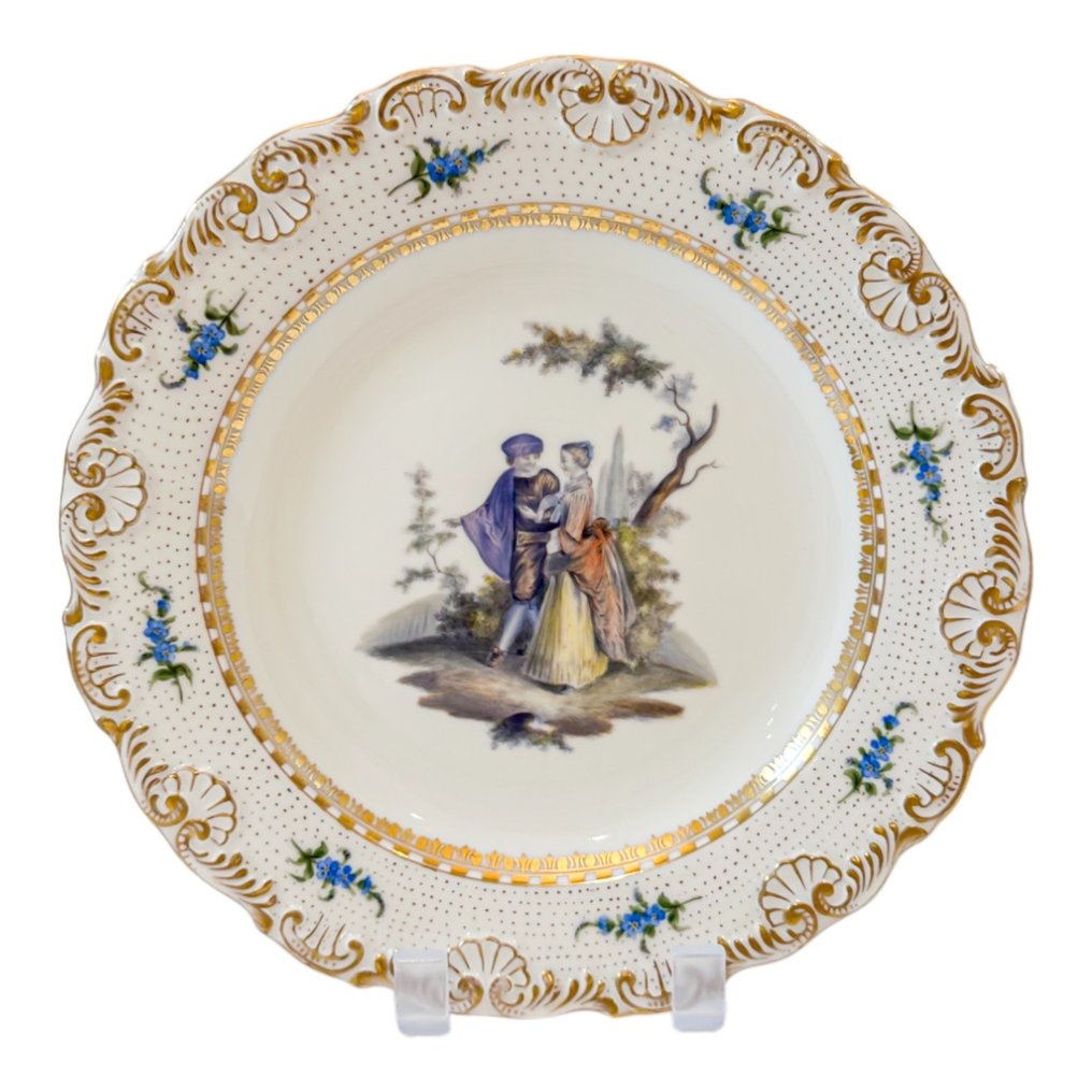 Meissen - Prato - Courting couple in Medieval dress - Porcelana #1.2