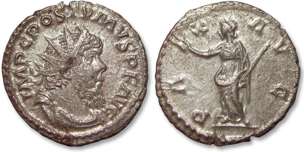Rooman imperiumi. Postumus (260-269). Billon Antoninianus or double denarius Group of 2 coins, Treveri or Cologne mint 268 A.D.: PAX AVG and PAX AVG var. with P in field #2.1
