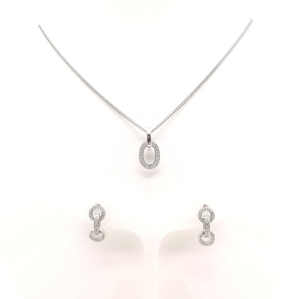 Conjunto de 2 peças de joalharia - 18 K Ouro branco -  0.98ct. tw. Diamante  (Colorido natural) #1.2