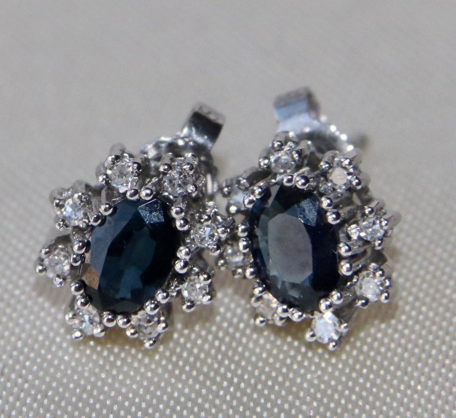 Earrings White gold Sapphire - Diamond #1.1