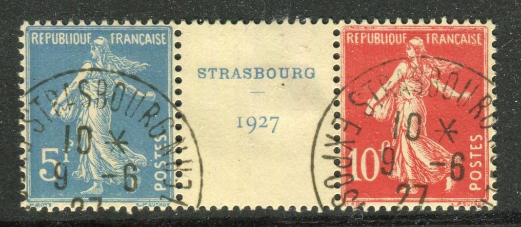 Franța 1927 - Rară pereche de foi de suvenir de la Expoziția Internațională de Filatelie de la Strasbourg #1.1