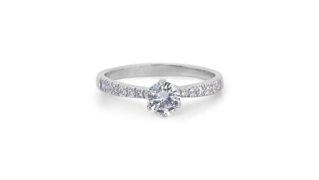 Ring Vittguld -  0.82ct. tw. Diamant  (Natural) - Diamant #1.1