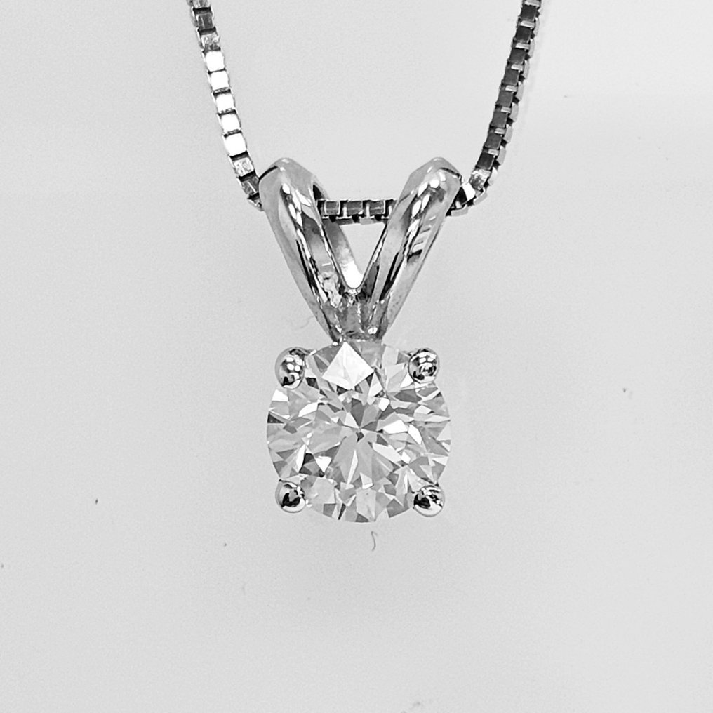 Necklace with pendant - 14 kt. White gold -  0.40ct. tw. Diamond  (Natural) #3.2