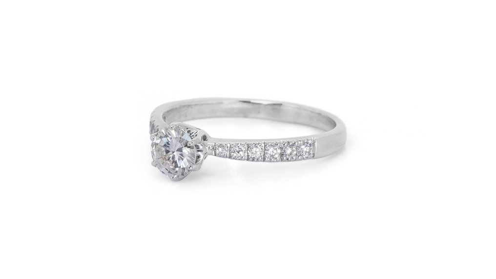Ring Vittguld -  0.82ct. tw. Diamant  (Natural) - Diamant #3.1