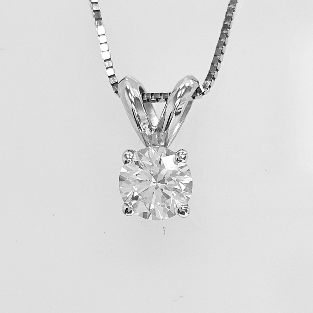 Necklace with pendant - 14 kt. White gold -  0.40ct. tw. Diamond  (Natural) #1.1