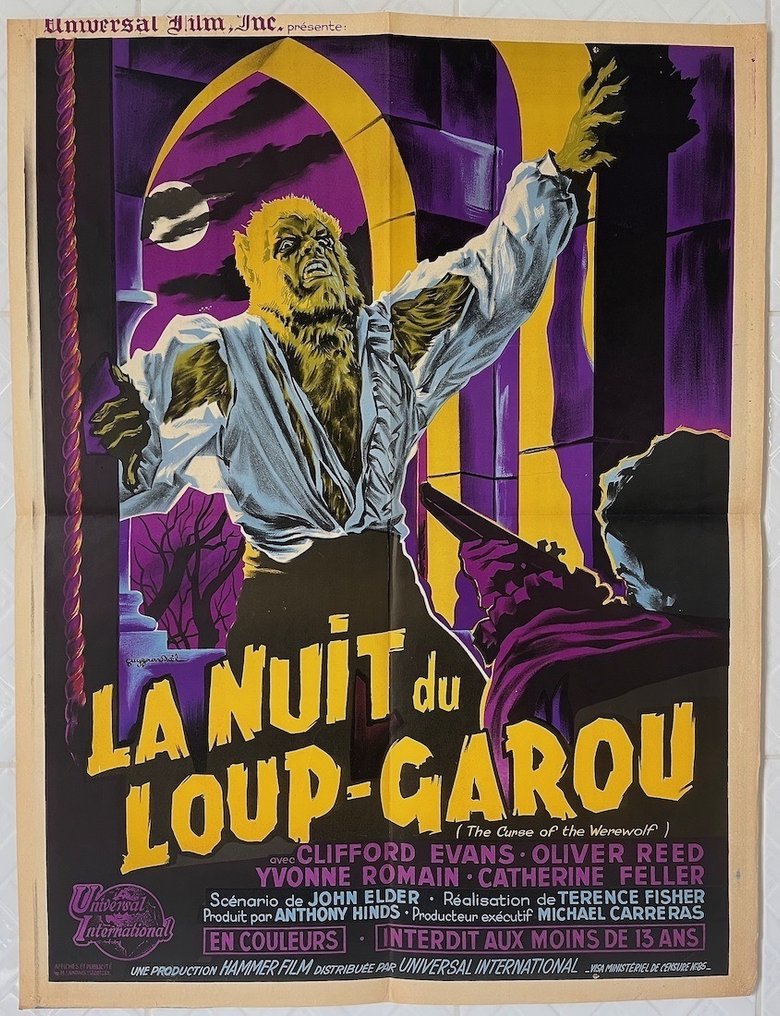 Art by Guy Gérard Noël - Curse of the werewolf (1961) Hammer, Terence Fisher - Poster, Rare - Original French Cinema release, 80x60 cm #1.1
