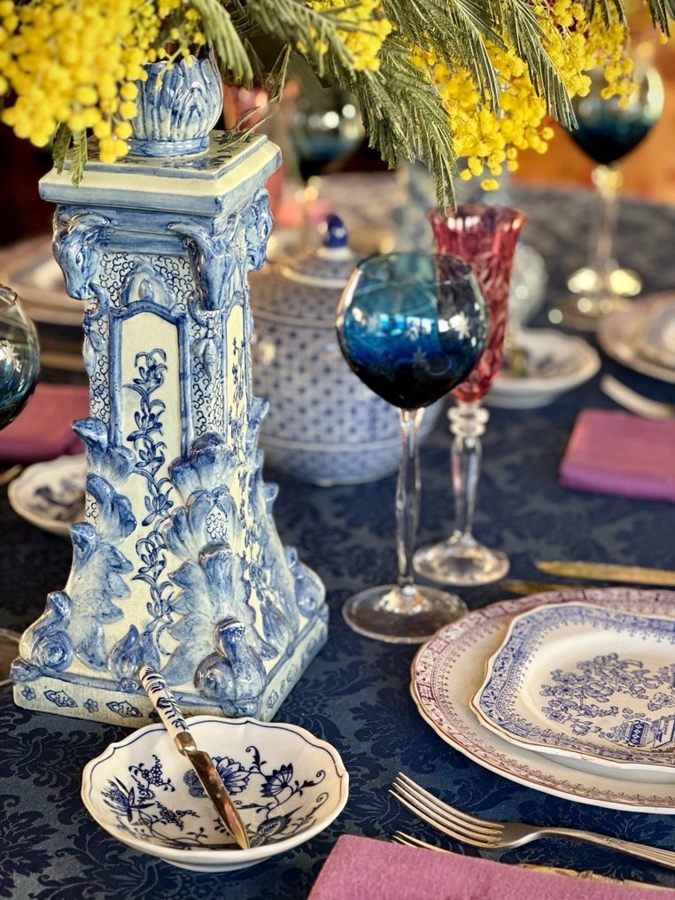 Tablecloth for large tables, blue damask - Tablecloth  - 270 cm - 180 cm #4.3