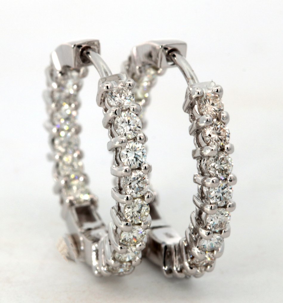 Hoop earrings White gold Diamond  (Natural) #2.1