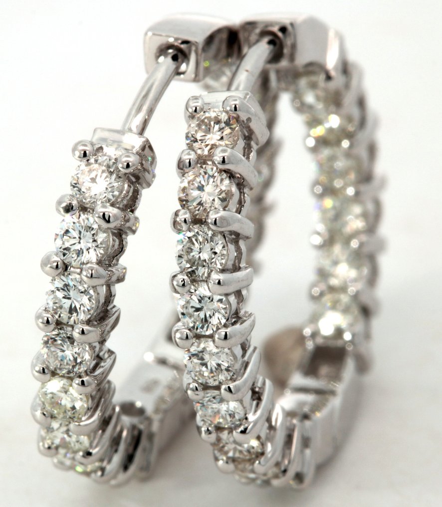 Hoop earrings White gold Diamond  (Natural) #1.2