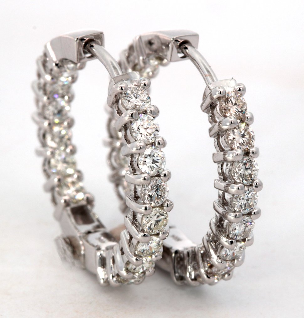 Hoop earrings White gold Diamond  (Natural) #1.1