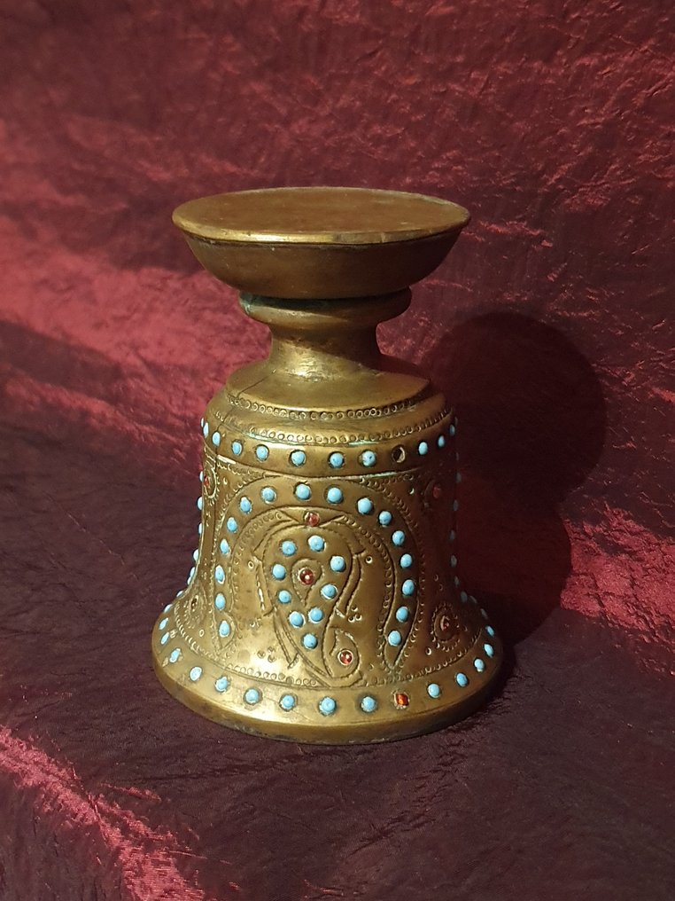 Huqqa de base - Bronze, turquoise - Iran - Dynastie Qajar (1796–1925) #1.2