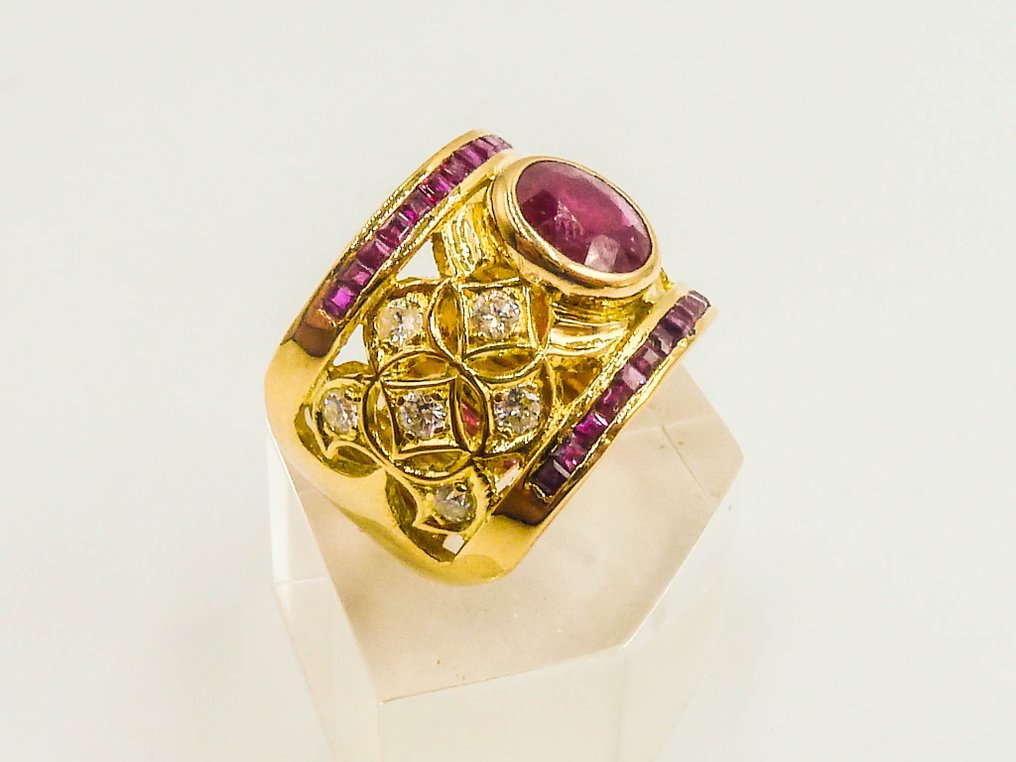 Ring - 18 karat Gull Rubin - Diamant #3.2