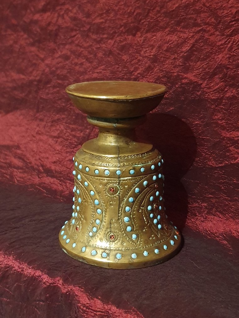 胡卡基本版 - 黄铜色, 绿松石 - 伊朗 - Qajar dynasty (1796–1925) #1.1