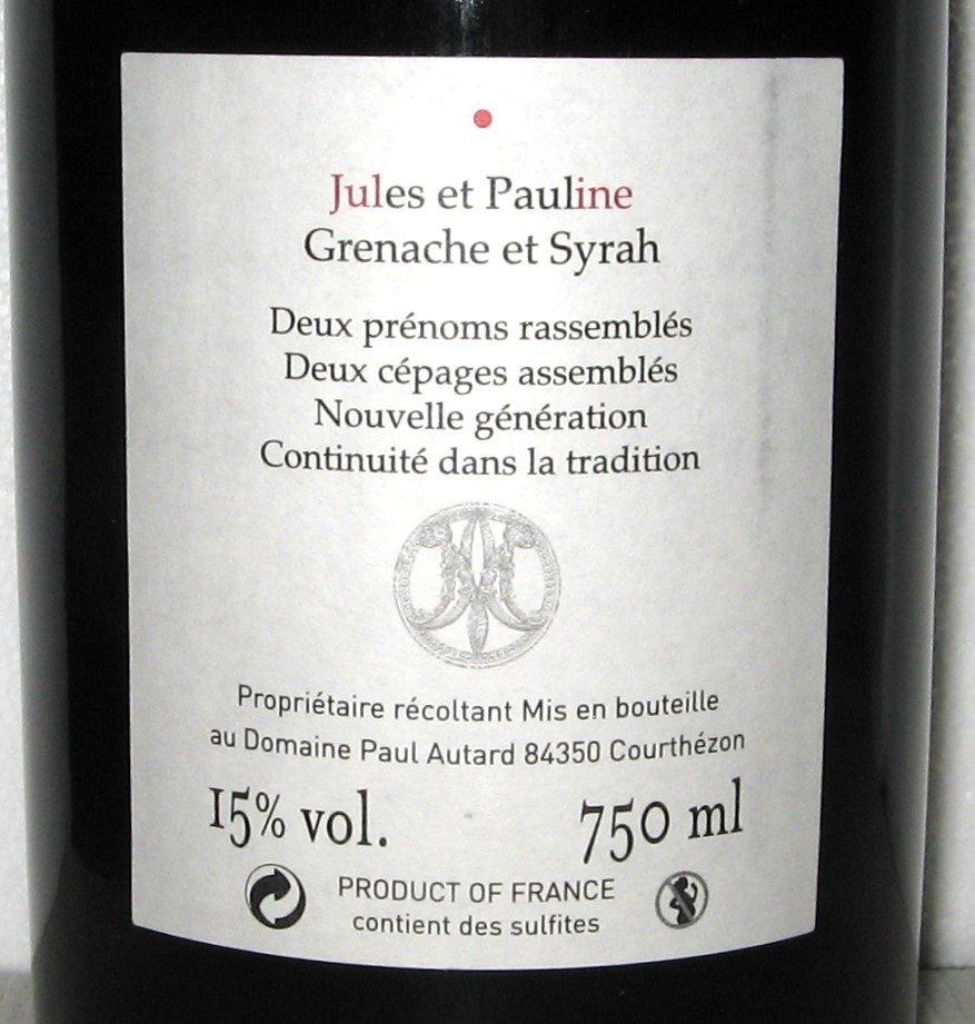 2007 Châteauneuf du Pape "Cuvée Juline" - Domaine Paul Autard - Ródano - 1 Botella (0,75 L) #1.2