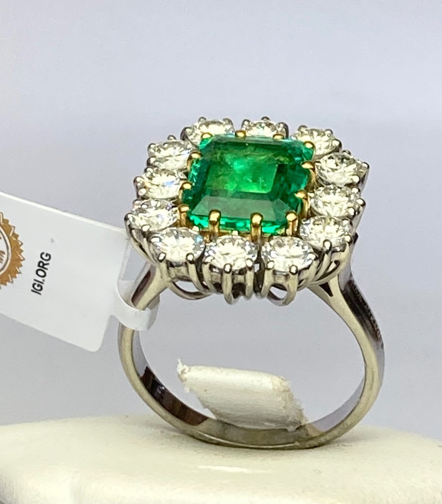 pala diamond - Ring - 18 kt Weißgold -  3.75ct. tw. Smaragd - Diamant #2.1
