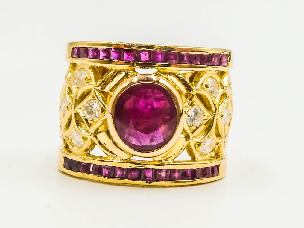 Ring - 18 karat Gull Rubin - Diamant #4.3