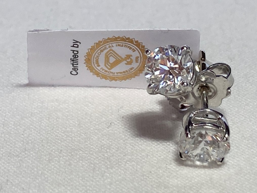 Örhängen - 18 kt Vittguld -  1.75 tw. Diamant  (Natural) - IGI Antwerpen certifierad #1.1
