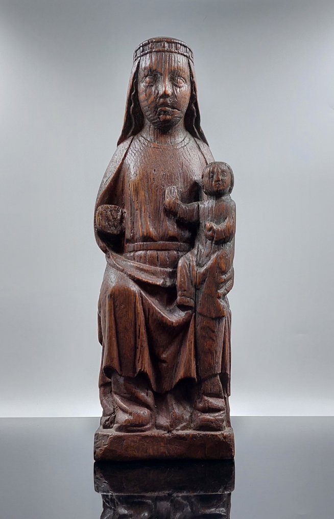 Sculpture, Sedes Sapientiae - 34 cm - Chêne - 1400 #1.2
