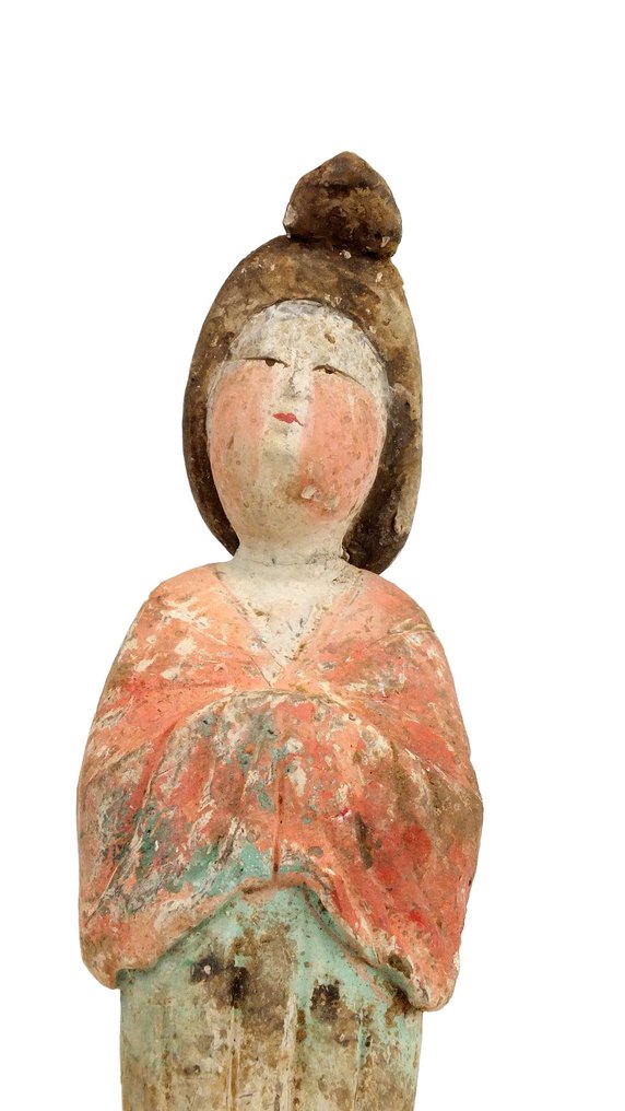 Ancient Chinese, Tang Dynasty Terracotta 彩繪陶器胖夫人雕像， - 21 cm #2.1