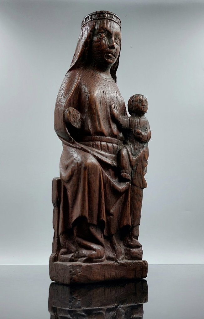 Sculpture, Sedes Sapientiae - 34 cm - Chêne - 1400 #1.1