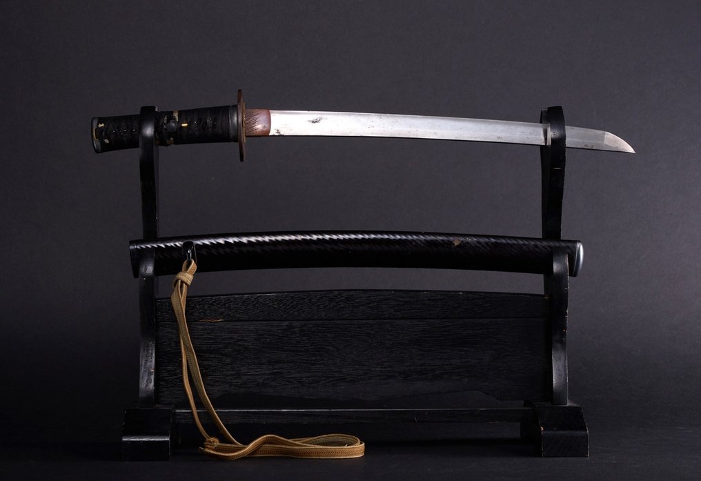 Sværd - Unsigned Wakizashi Sword in Black Scabbard - Japan - Edo-perioden (1600-1868) #1.1