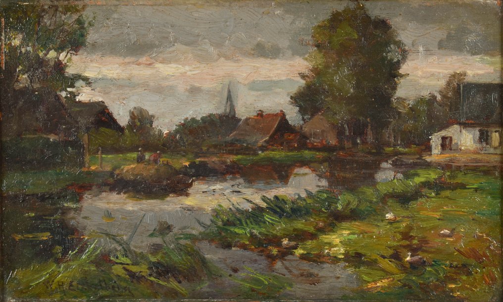 Willem Hendrik Eickelberg (1845-1920) - Boerderij langs de rivier #1.1